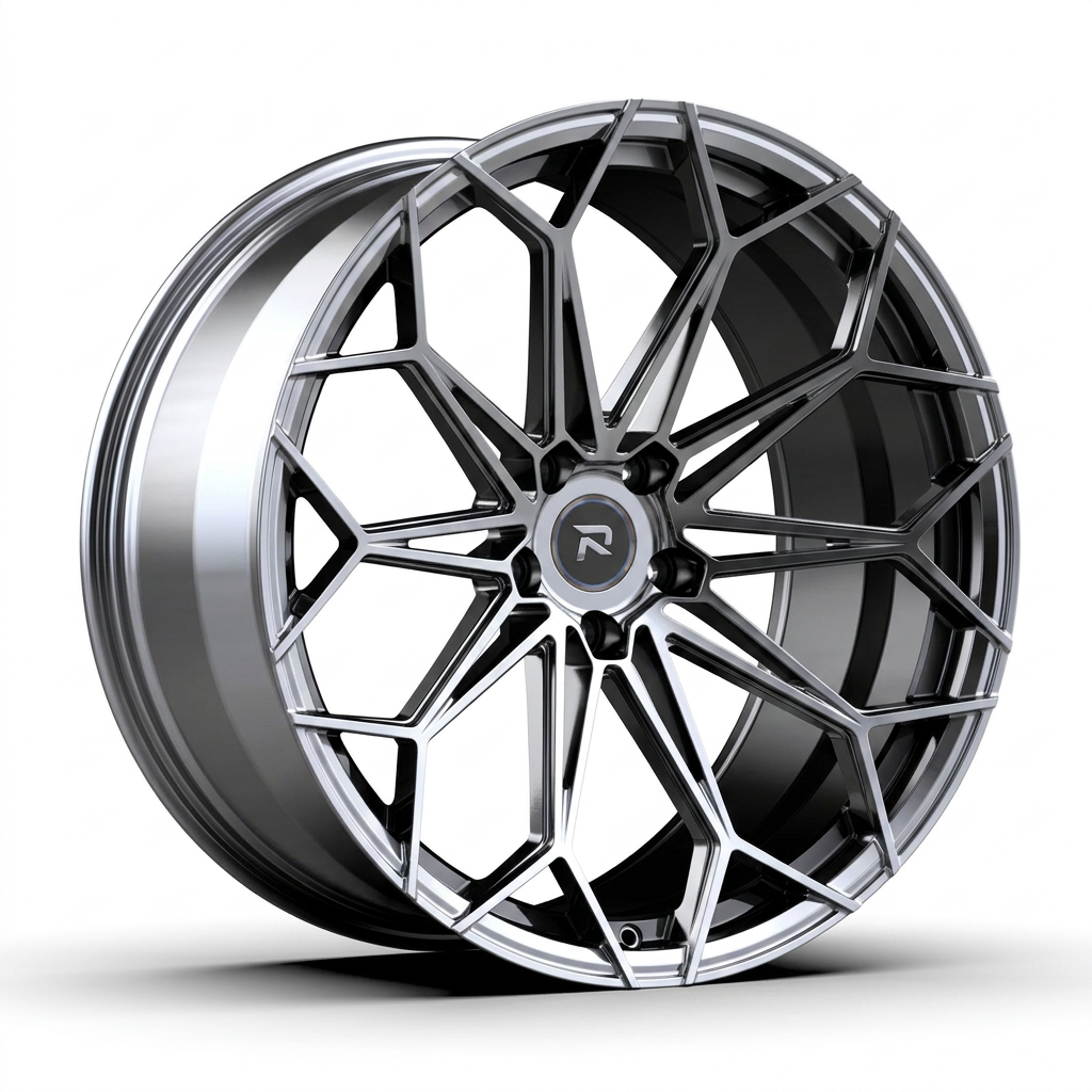 RZR CXXV forged wheel — Liquid Silver Chrome / Black Accents