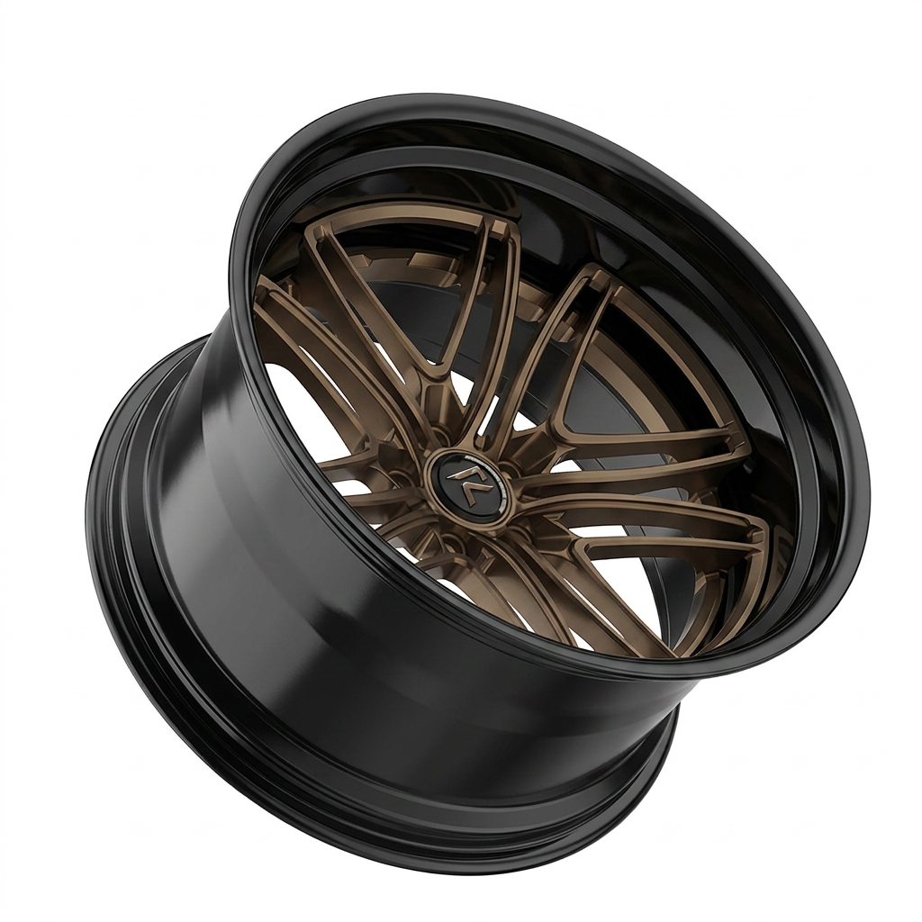 RZR LXVIII forged wheel — Satin Bronze / Gloss Black Lip