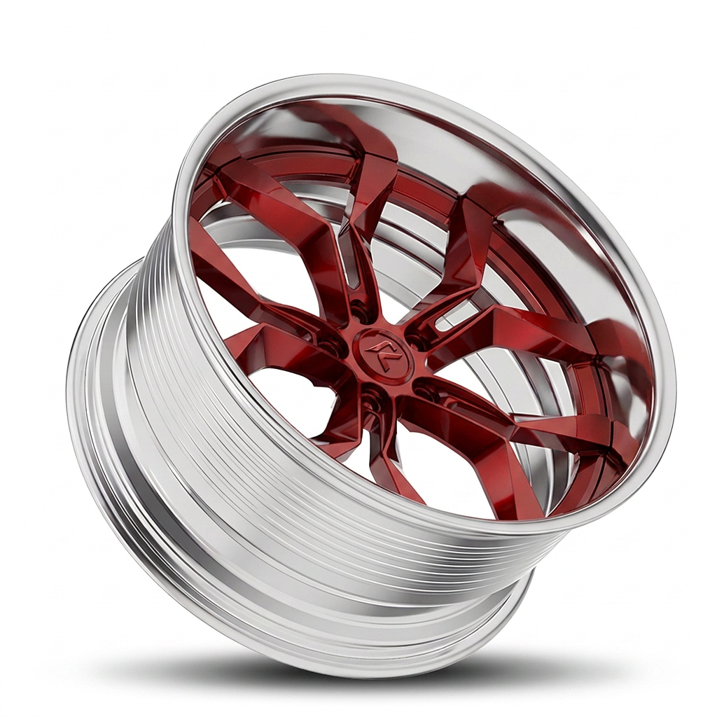 RZR LIX forged wheel — Candy Red / Polished Lip