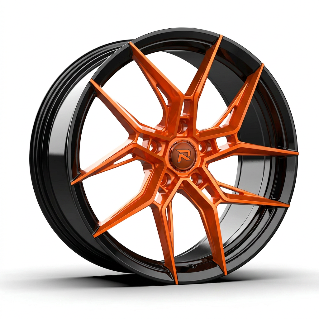 RZR CXXII forged wheel — Candy Orange / Gloss Black Lip