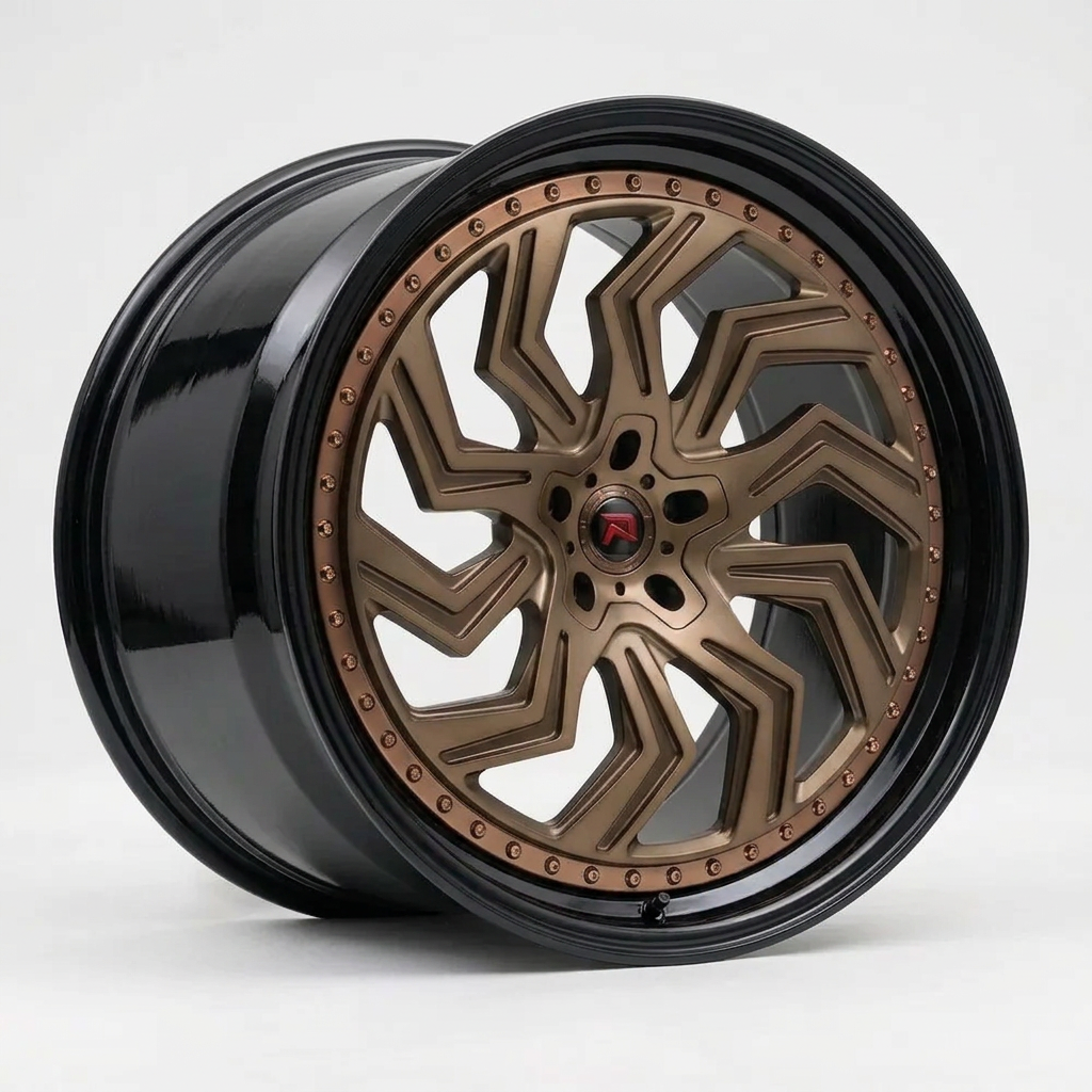 RZR XXXIX forged wheel — Satin Bronze / Gloss Black Lip