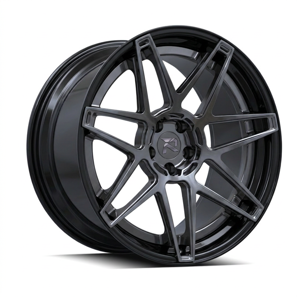 RZR XCVIII forged wheel — Smoked Chrome / Gloss Black