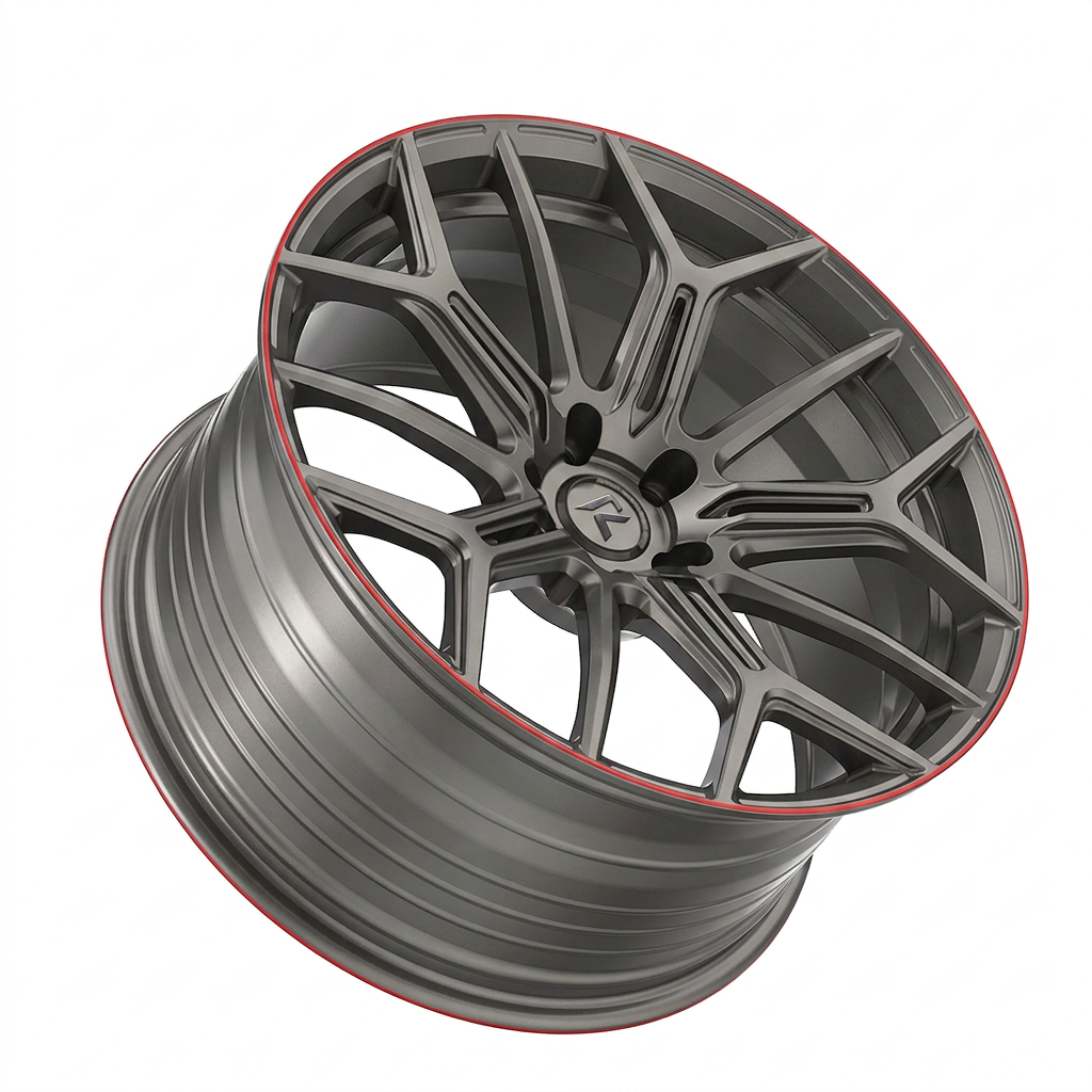 RZR LXXXVI forged wheel — Gunmetal / Red Pinstripe