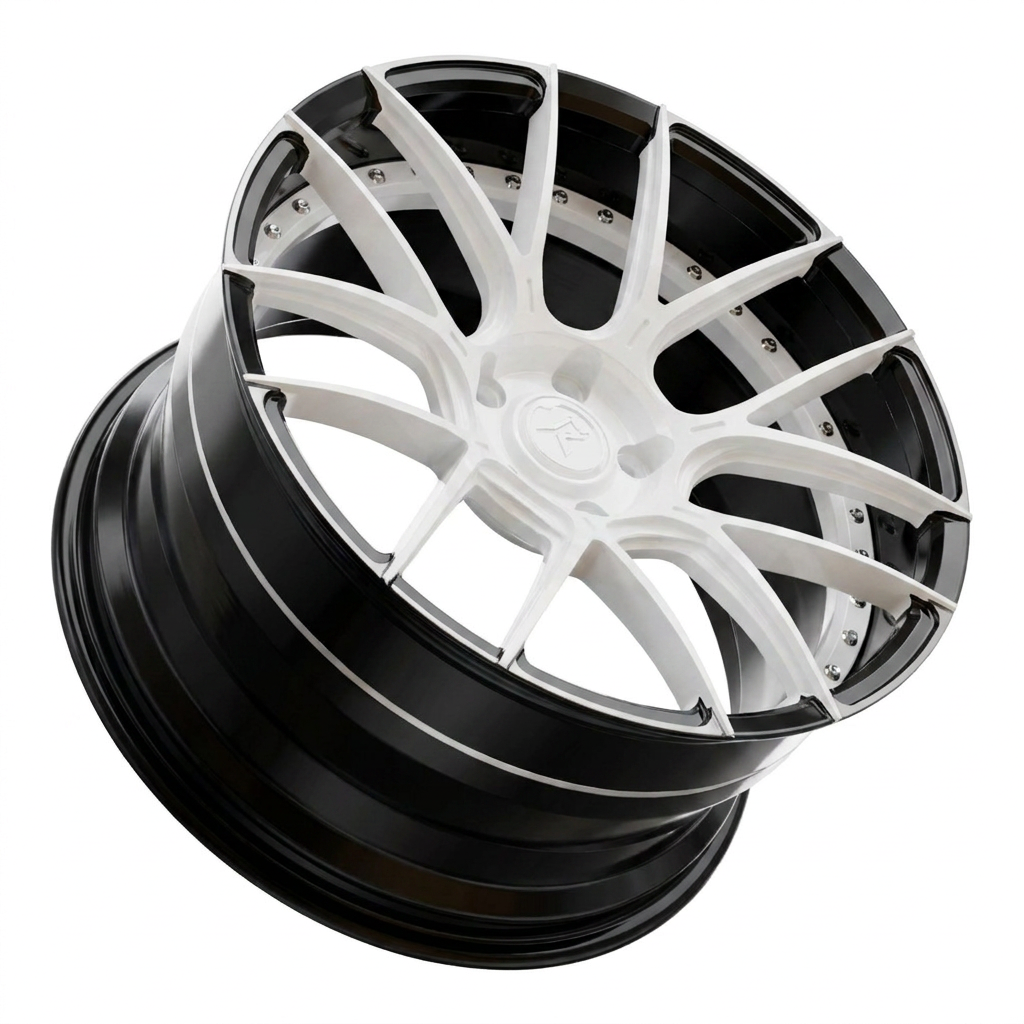 RZR II forged wheel — Gloss White / Gloss Black Lip