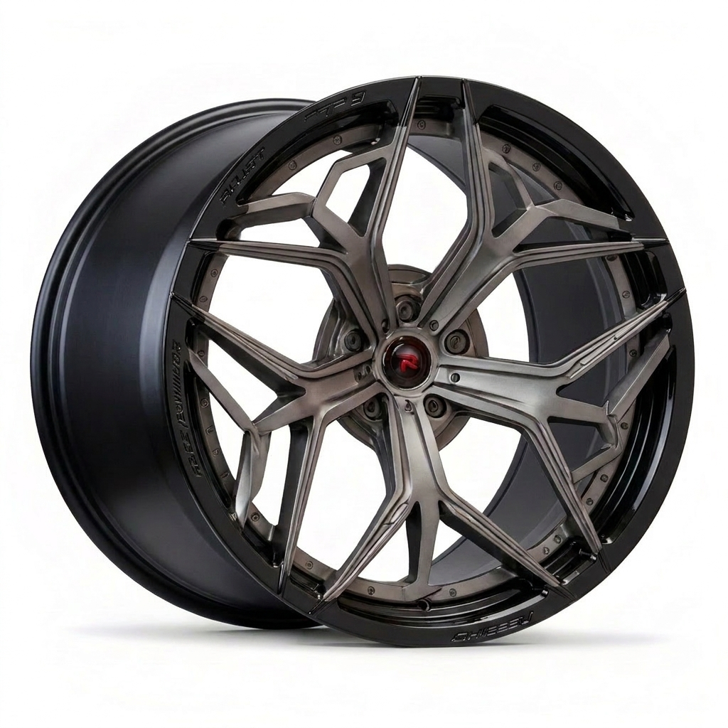 RZR XIII forged wheel — Brushed Smoked Gunmetal / Matte Black Lip