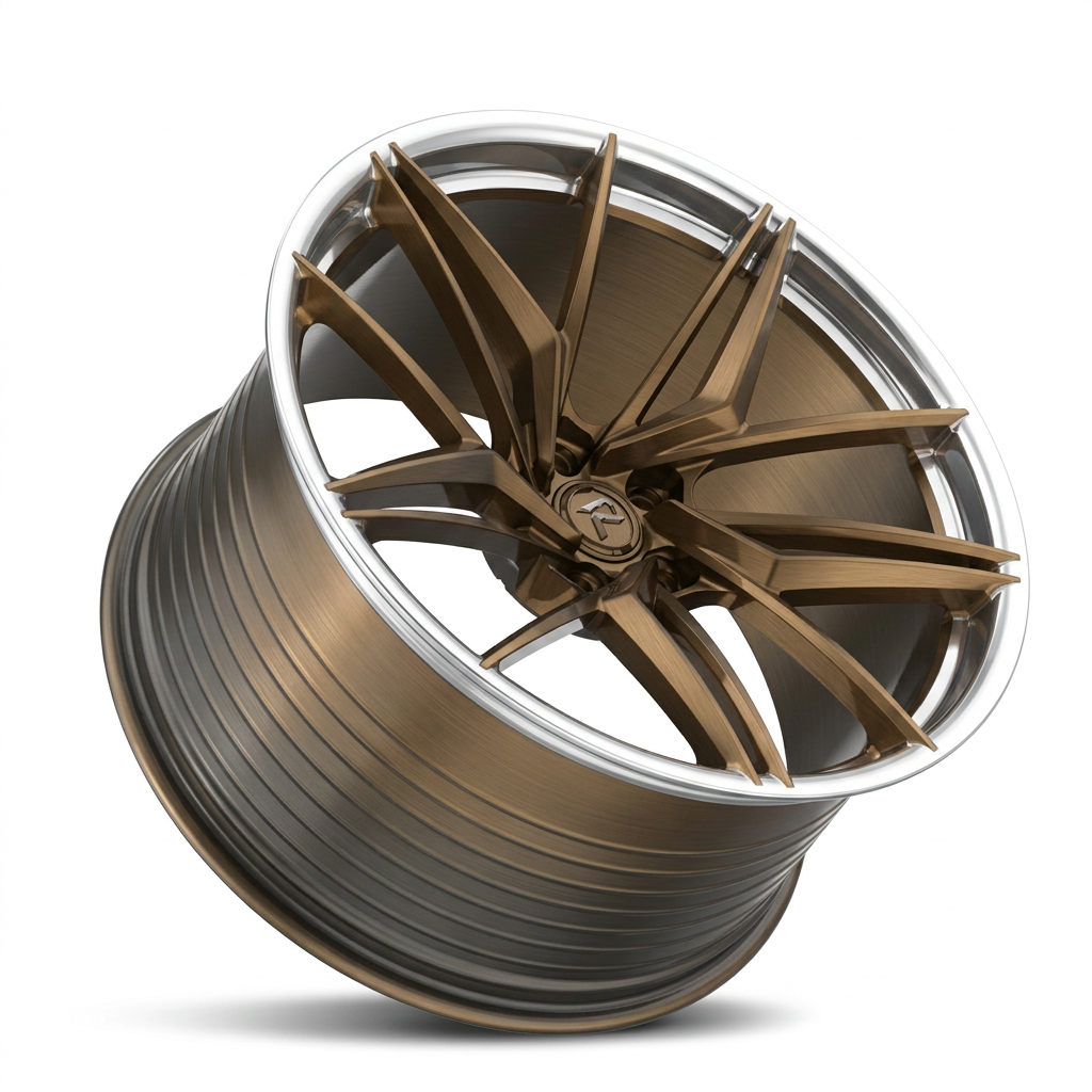 RZR LXXV forged wheel — Brushed Bronze / Polished Lip