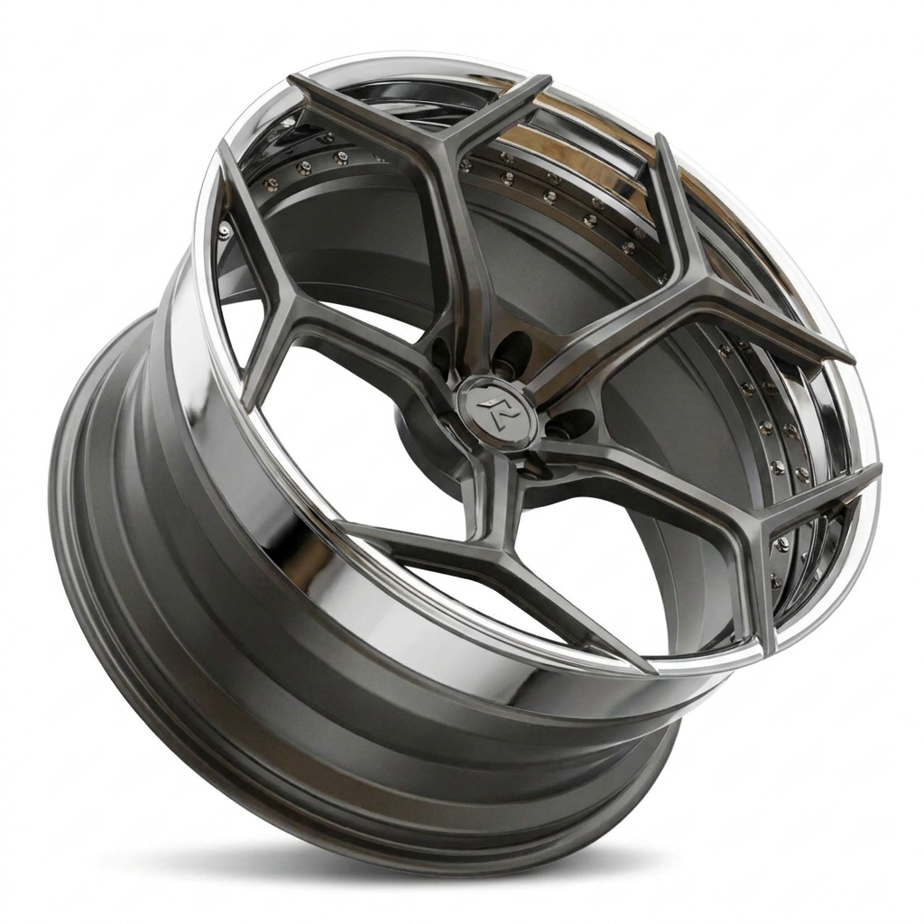 RZR VI custom forged wheel in Gloss Gunmetal / Polished Lip
