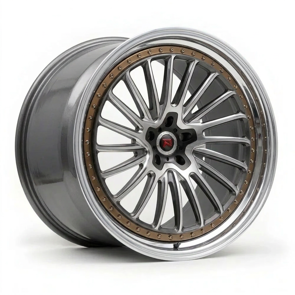 RZR XXV forged wheel — Graphite Machined / Polished Lip