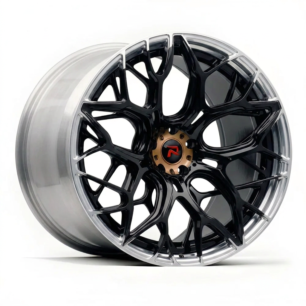 RZR XLIII forged wheel — Gloss Black / Polished Lip