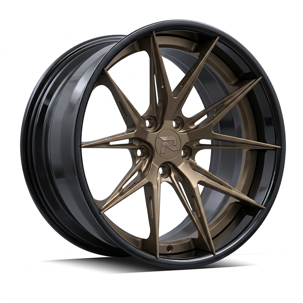 RZR XCII forged wheel — Satin Bronze / Gloss Black Lip