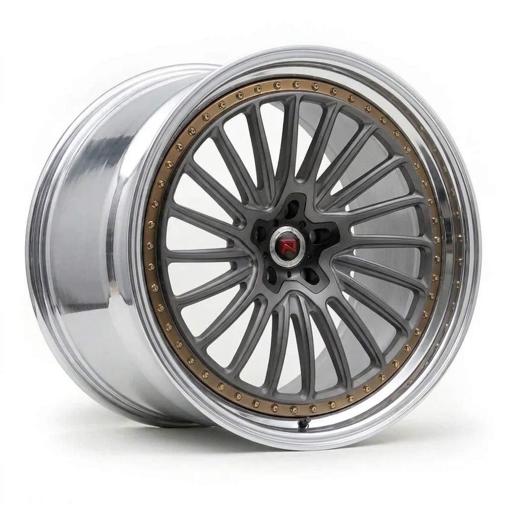 RZR XXV forged wheel — Frozen Grey Matte / Polished Lip