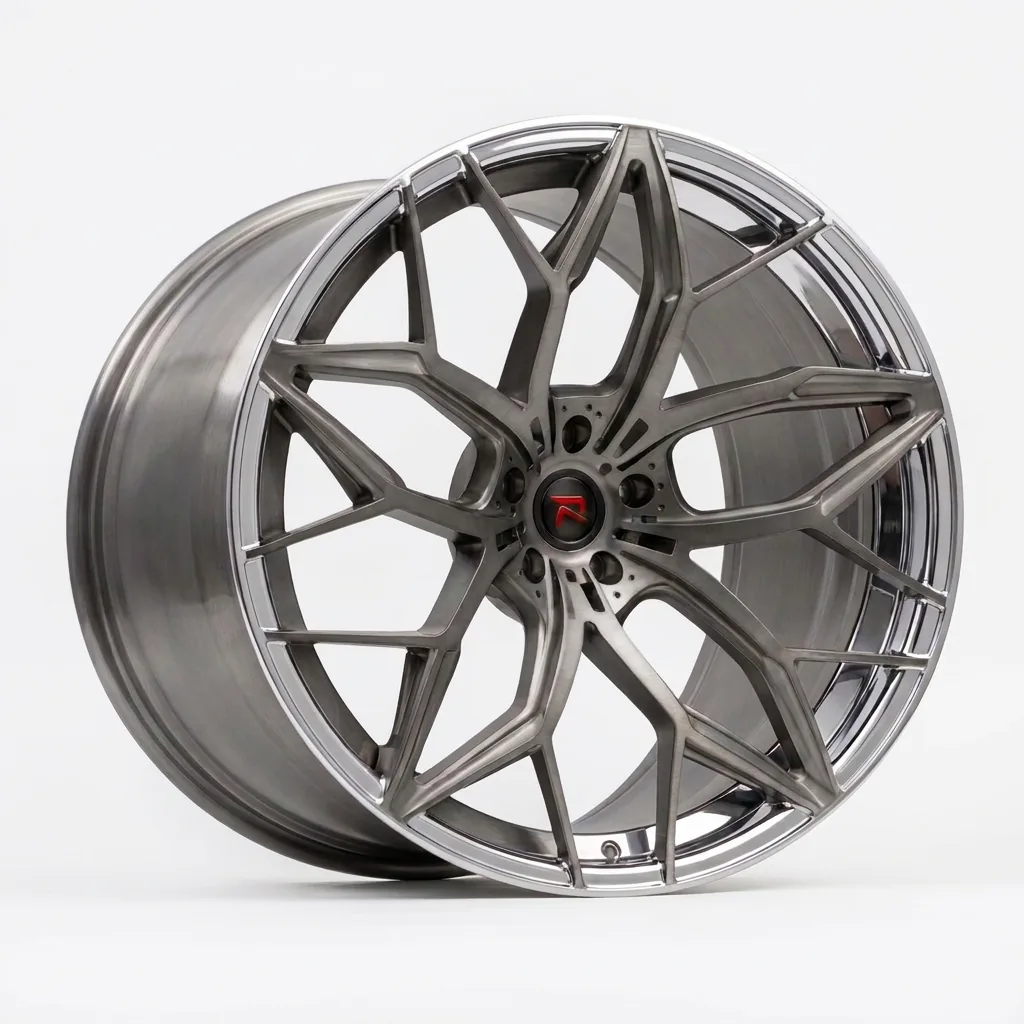 RZR XI forged wheel — Brushed Titanium / Polished Lip