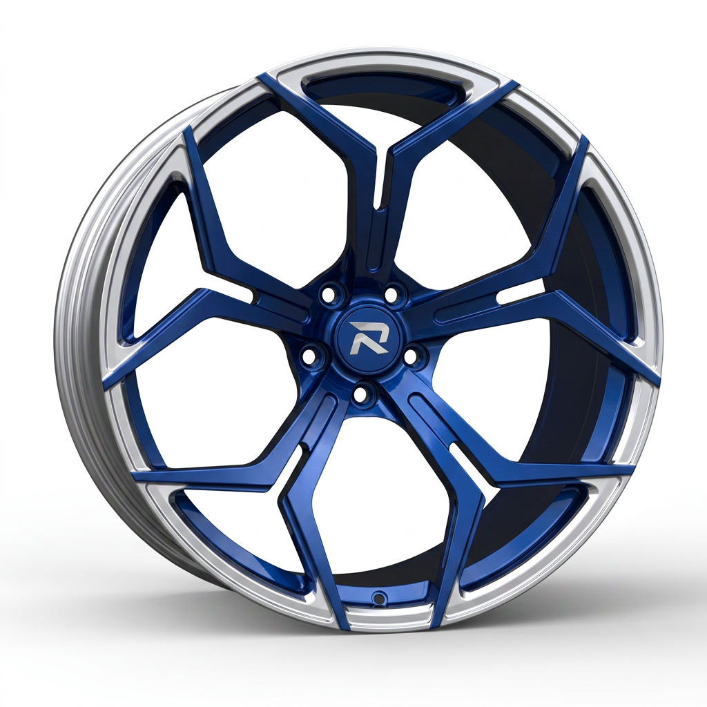 RZR CLXXV forged wheel — Candy Blue / Polished Lip