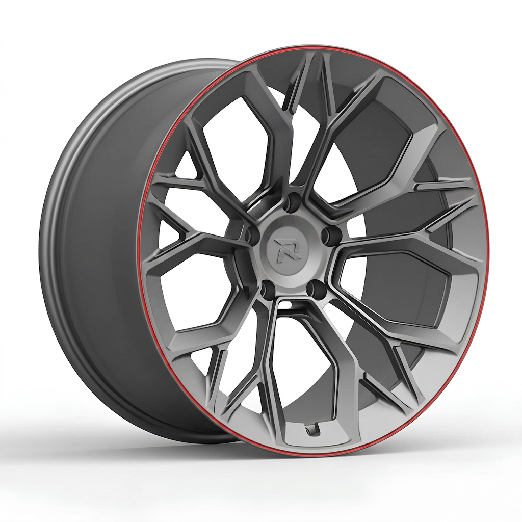 RZR CLIII forged wheel — Gunmetal / Red Pinstripe