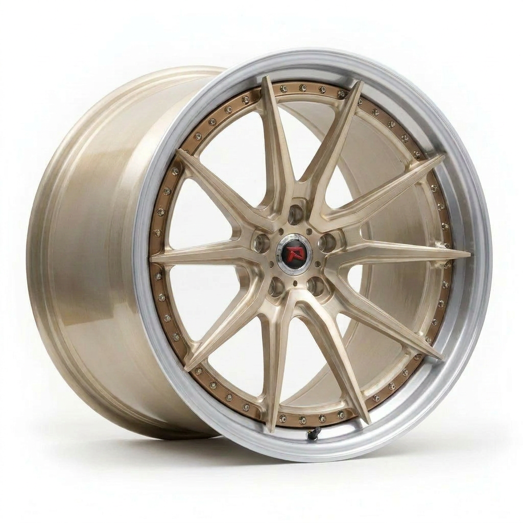 RZR XXIX forged wheel — Brushed Champagne / Bronze Ring / Polished Lip
