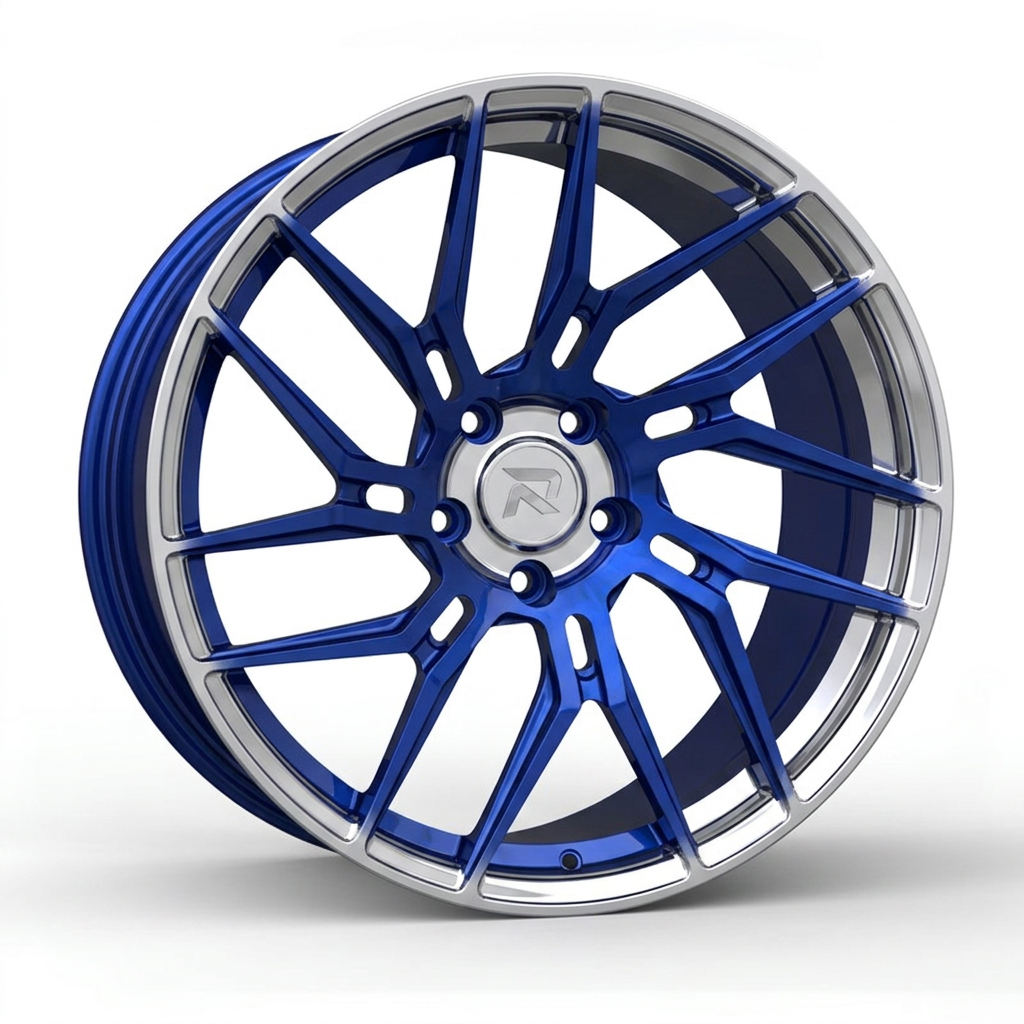 RZR CLXIII forged wheel — Candy Blue / Polished Lip