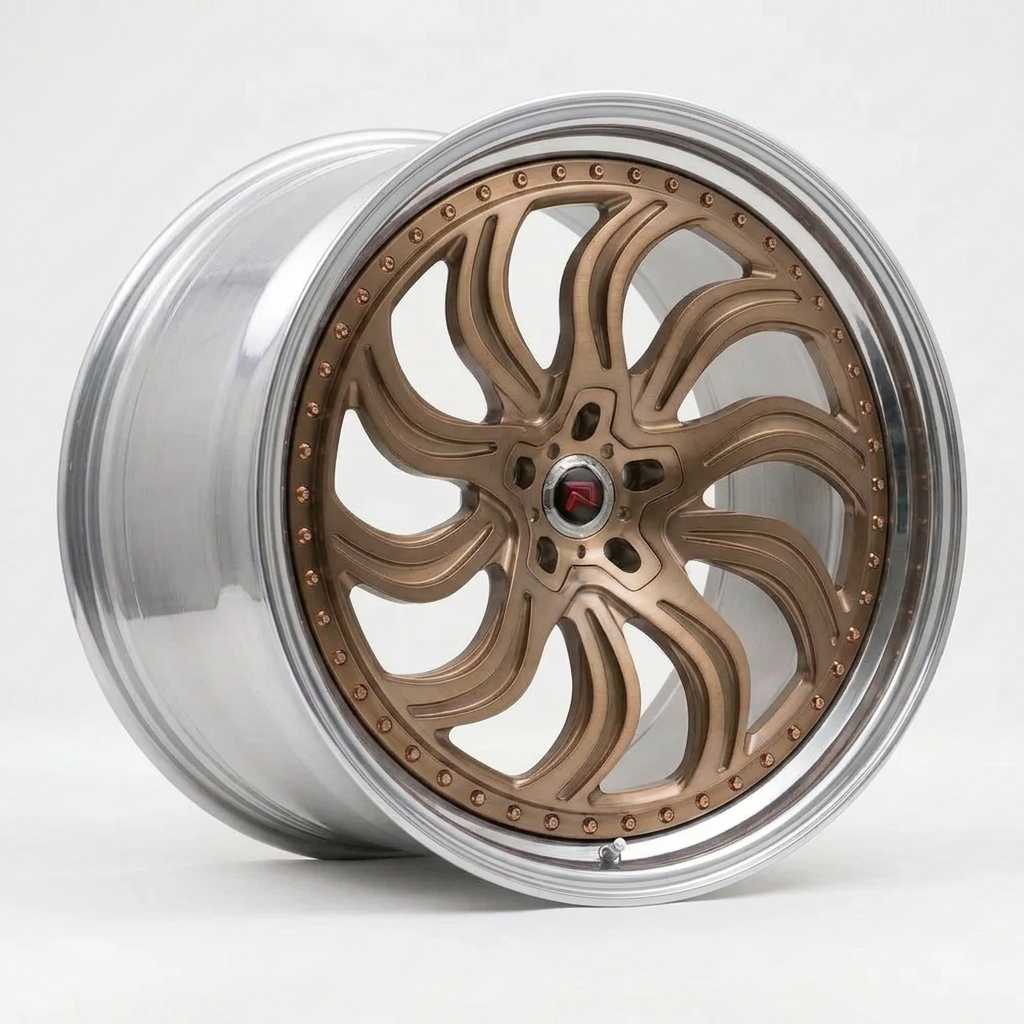RZR XXXIII forged wheel — Brushed Bronze / Polished Lip