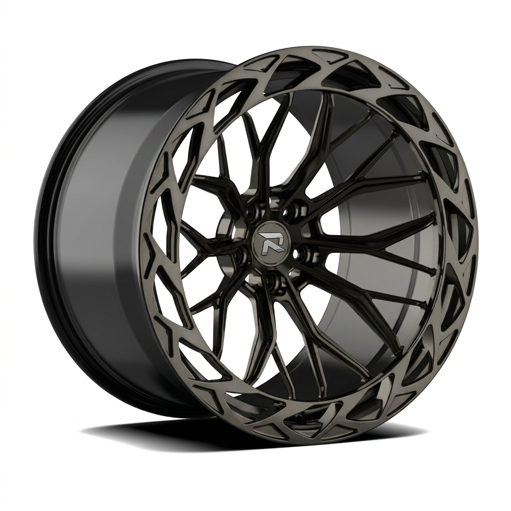RZR CXXXIX forged wheel — Smoked Chrome / Gloss Black