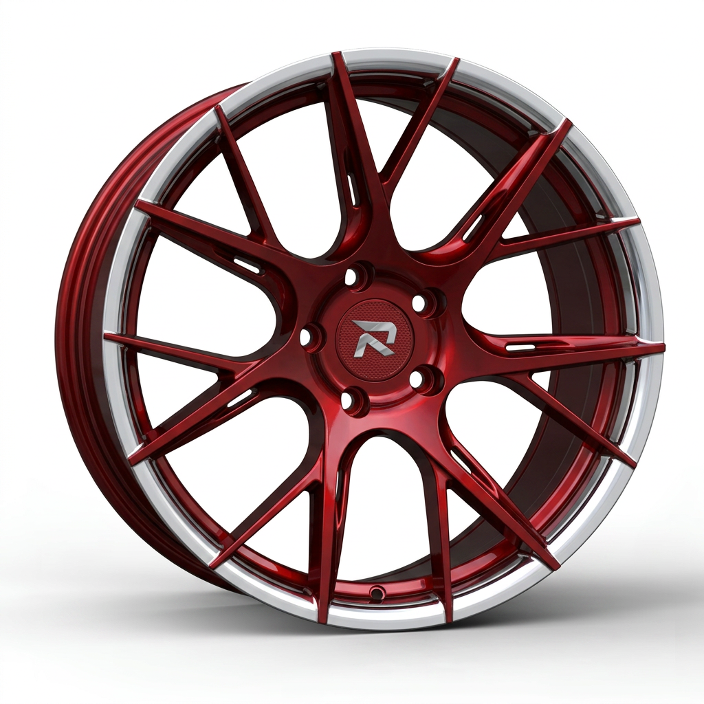 RZR CLXXVII forged wheel — Candy Red / Polished Lip