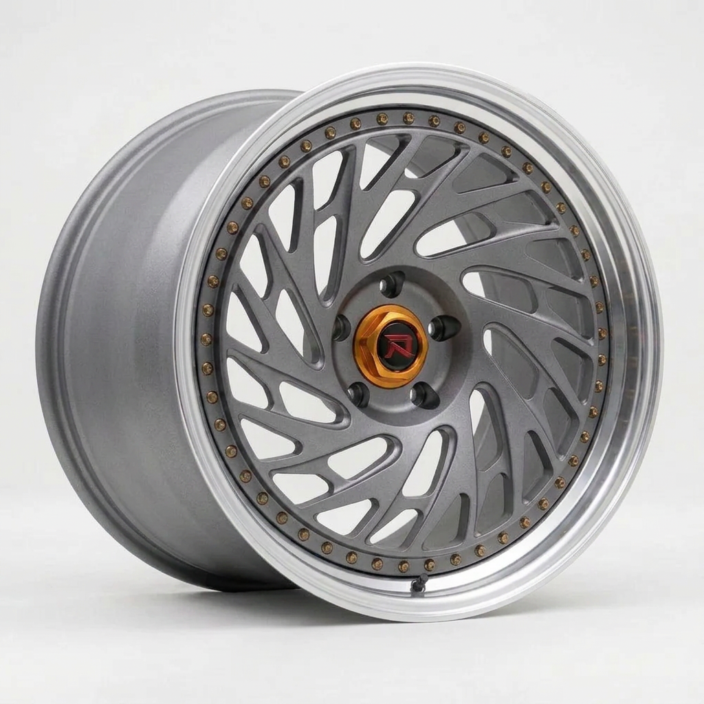 RZR LVI forged wheel — Frozen Grey Matte / Polished Lip
