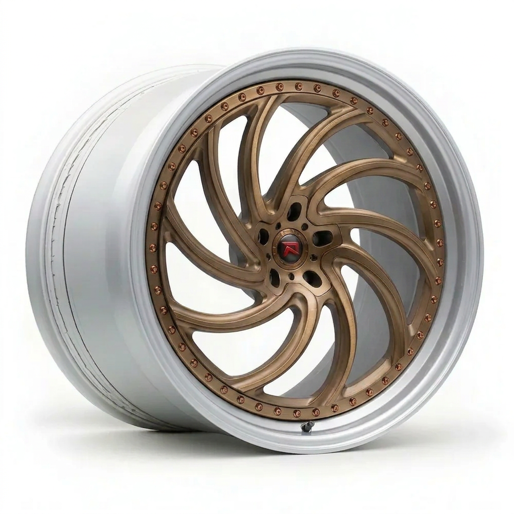 RZR XXIII forged wheel — Brushed Bronze / Polished Lip