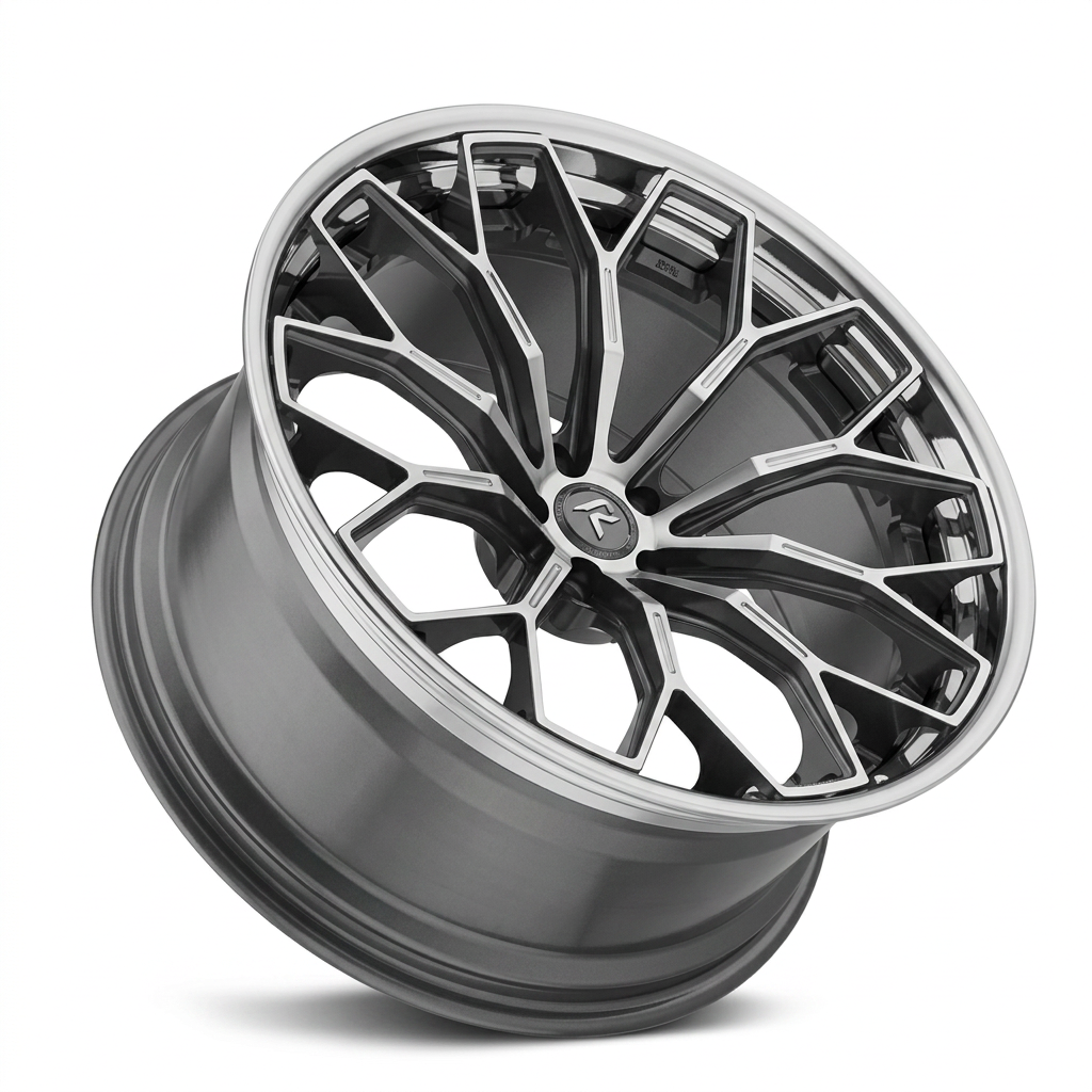RZR LXVI forged wheel — Graphite Machined / Polished Lip