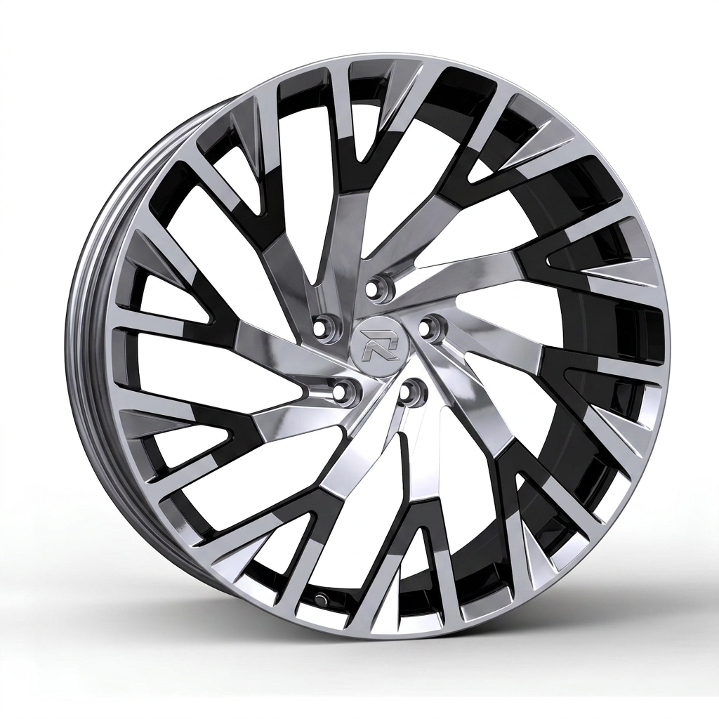 RZR CCV forged wheel — Liquid Silver Chrome / Black Accents