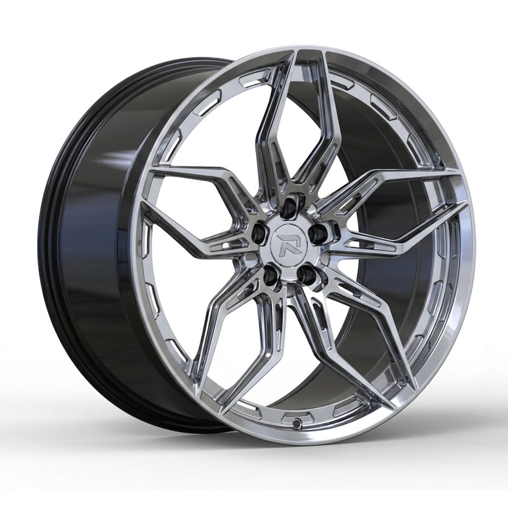 RZR CL forged wheel — Liquid Silver Chrome / Black Accents