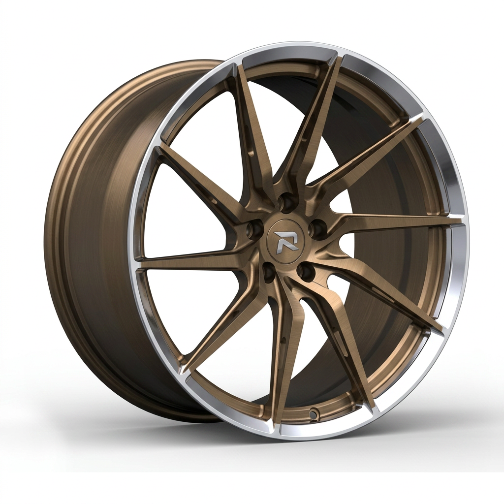 RZR CXLIV forged wheel — Brushed Bronze / Polished Lip