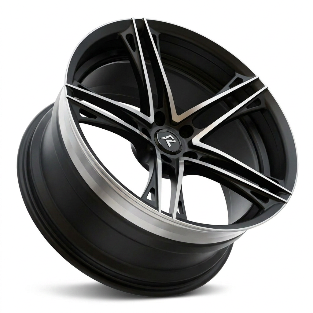 RZR V forged wheel — Satin Black / Polished Spoke Edges