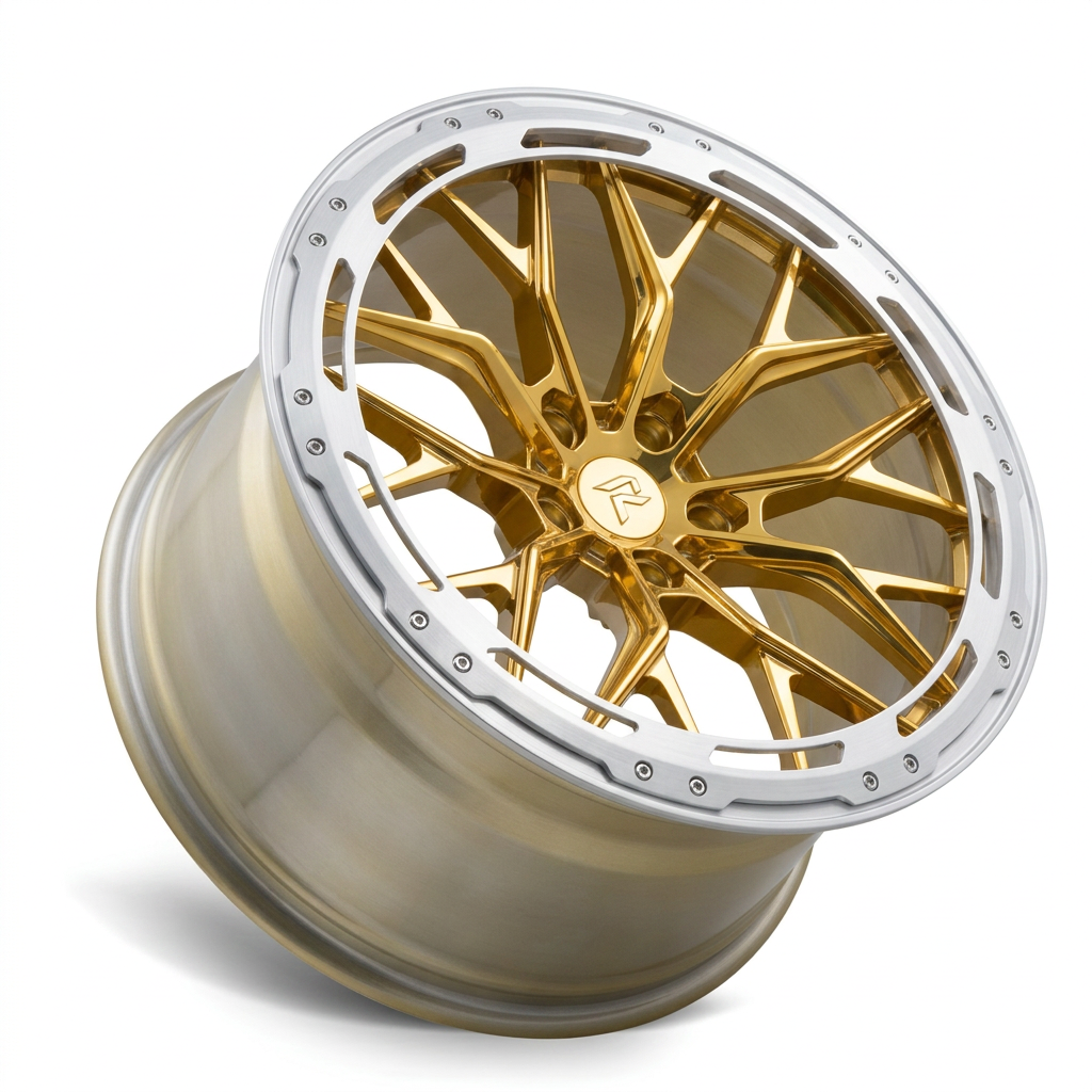 RZR LXXXVII forged wheel — Gloss Gold / Machined Lip