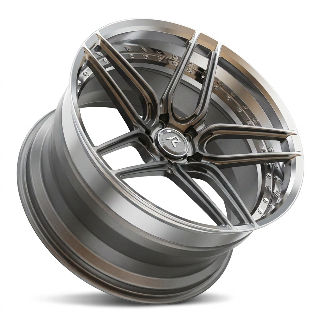 RZR IV forged wheel — Brushed Titanium Grey / Bronze Tint & Polished Lip