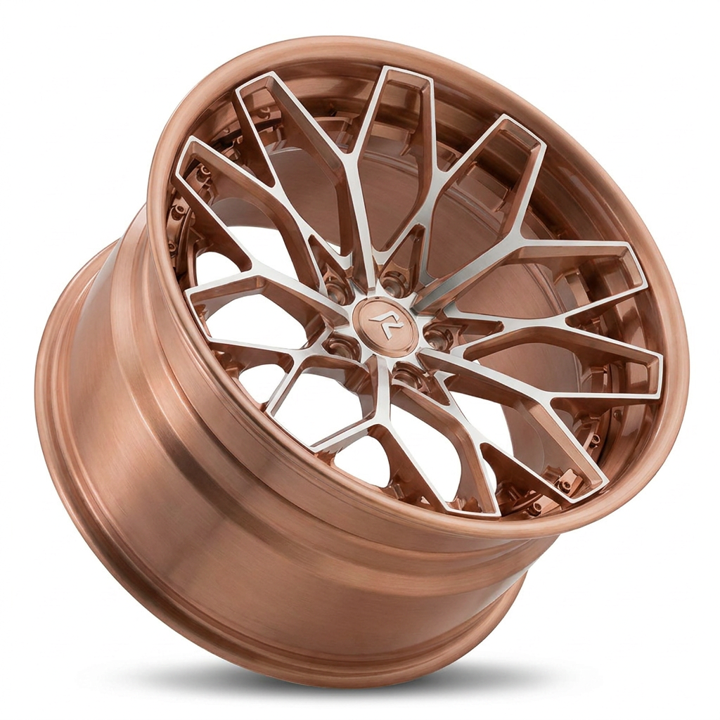 RZR VIII forged wheel — Brushed Copper Rose Gold / Machined Spoke Faces