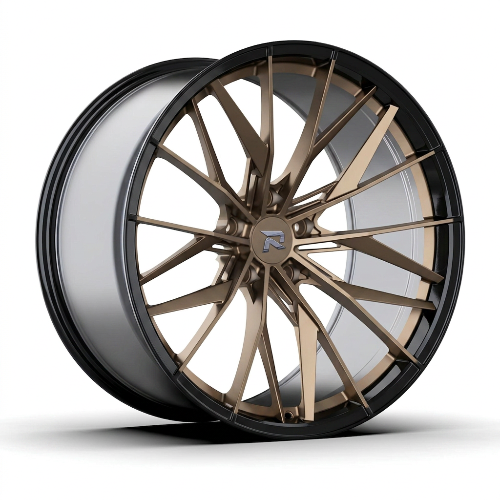 RZR CXXXVIII forged wheel — Satin Bronze / Gloss Black Lip