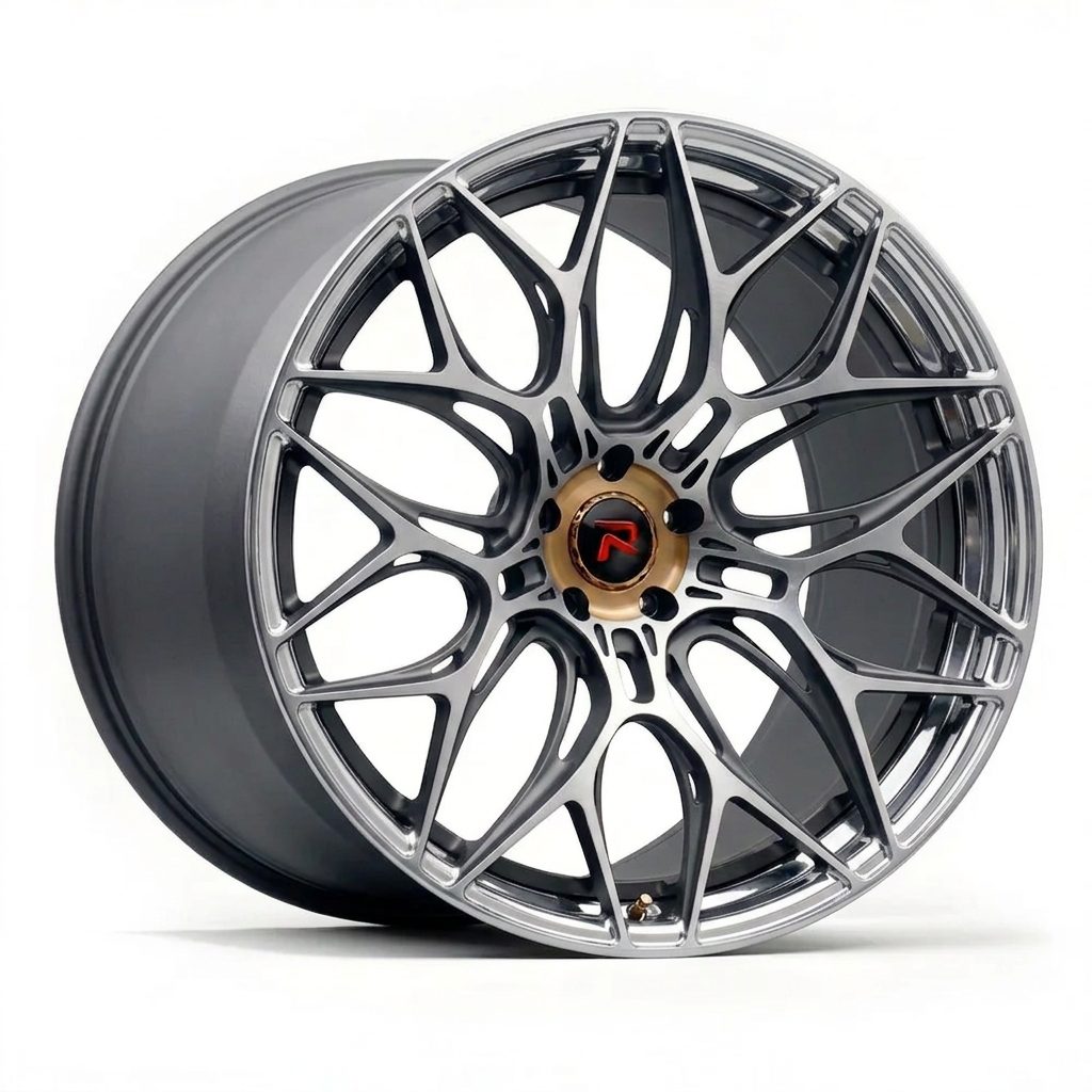 RZR XLVII forged wheel — Graphite Machined / Polished Lip