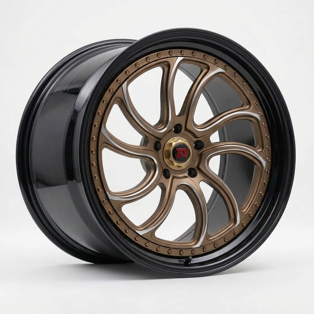 RZR XXXV forged wheel — Satin Bronze / Gloss Black Lip