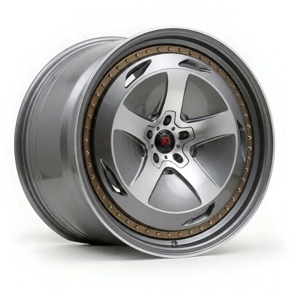 RZR XIV forged wheel — Gunmetal / Polished Lip / Bronze Beadlock