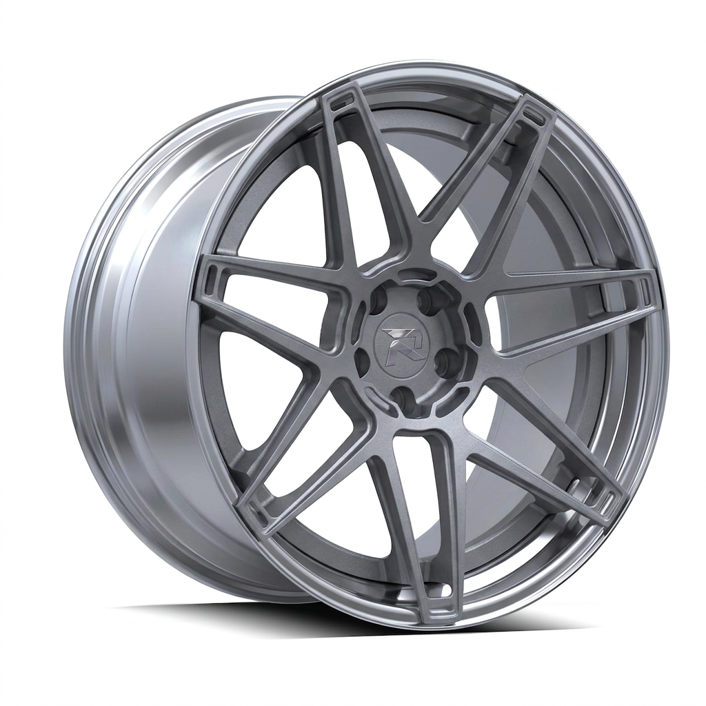 RZR XCVIII forged wheel — Frozen Grey Matte / Polished Lip