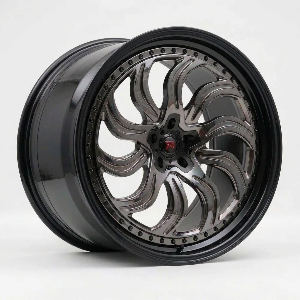 RZR XXXIII forged wheel — Smoked Chrome / Gloss Black