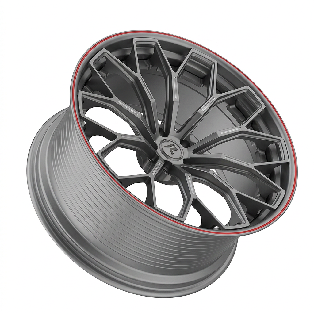 RZR LXVI forged wheel — Gunmetal / Red Pinstripe