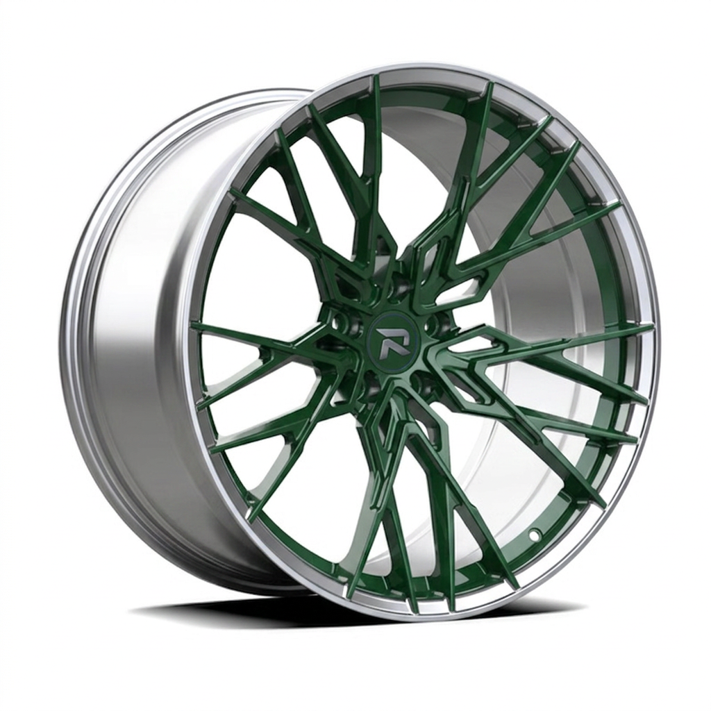 RZR CXLII forged wheel — British Racing Green / Polished Lip