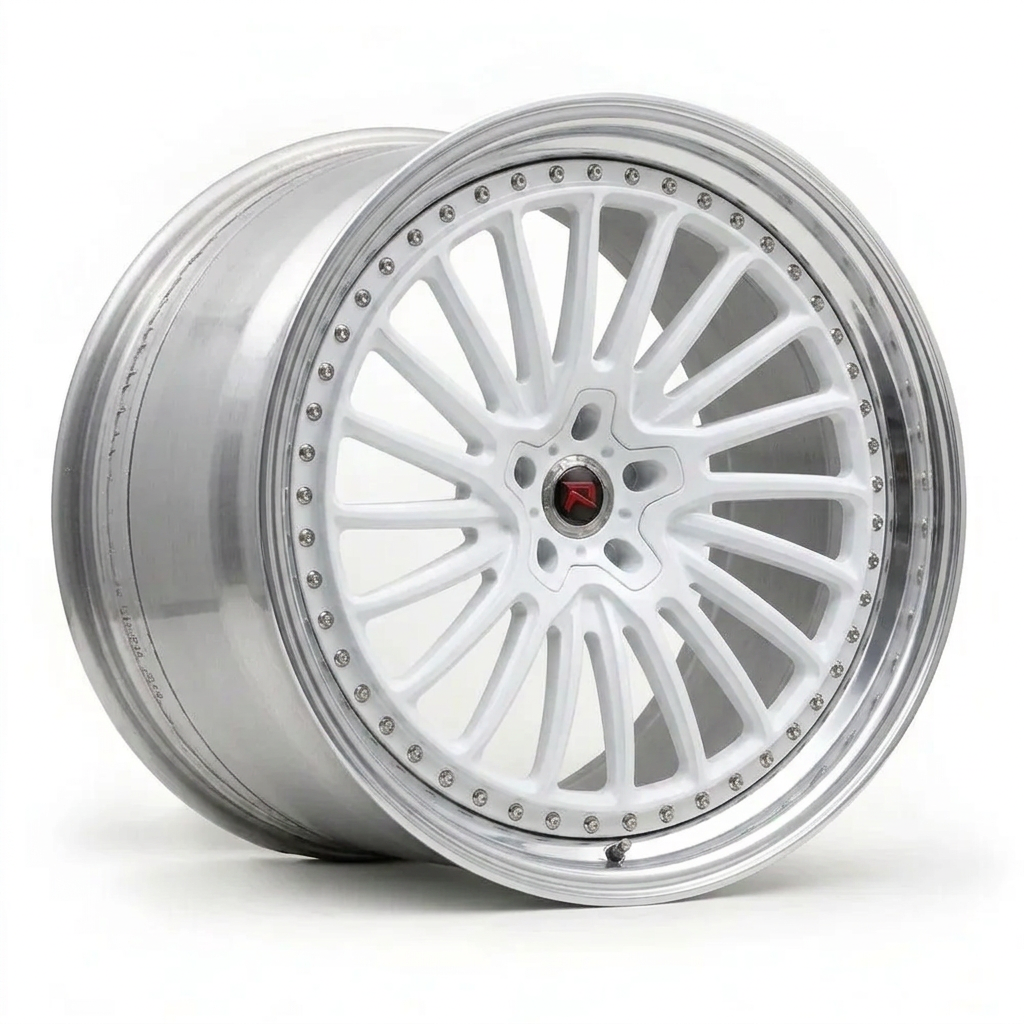 RZR XXV forged wheel — Gloss White / Polished Lip