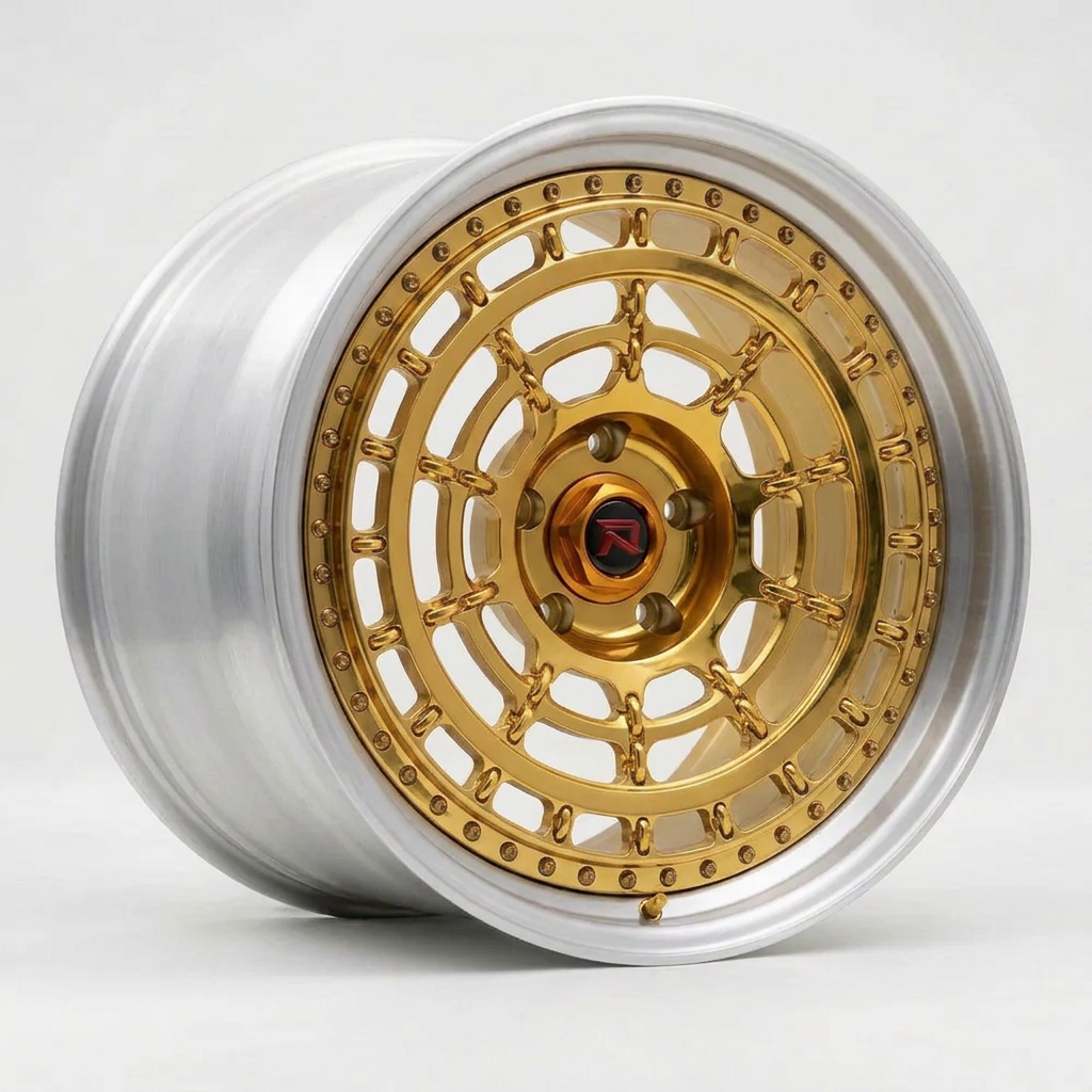 RZR XLII forged wheel — Gloss Gold / Machined Lip