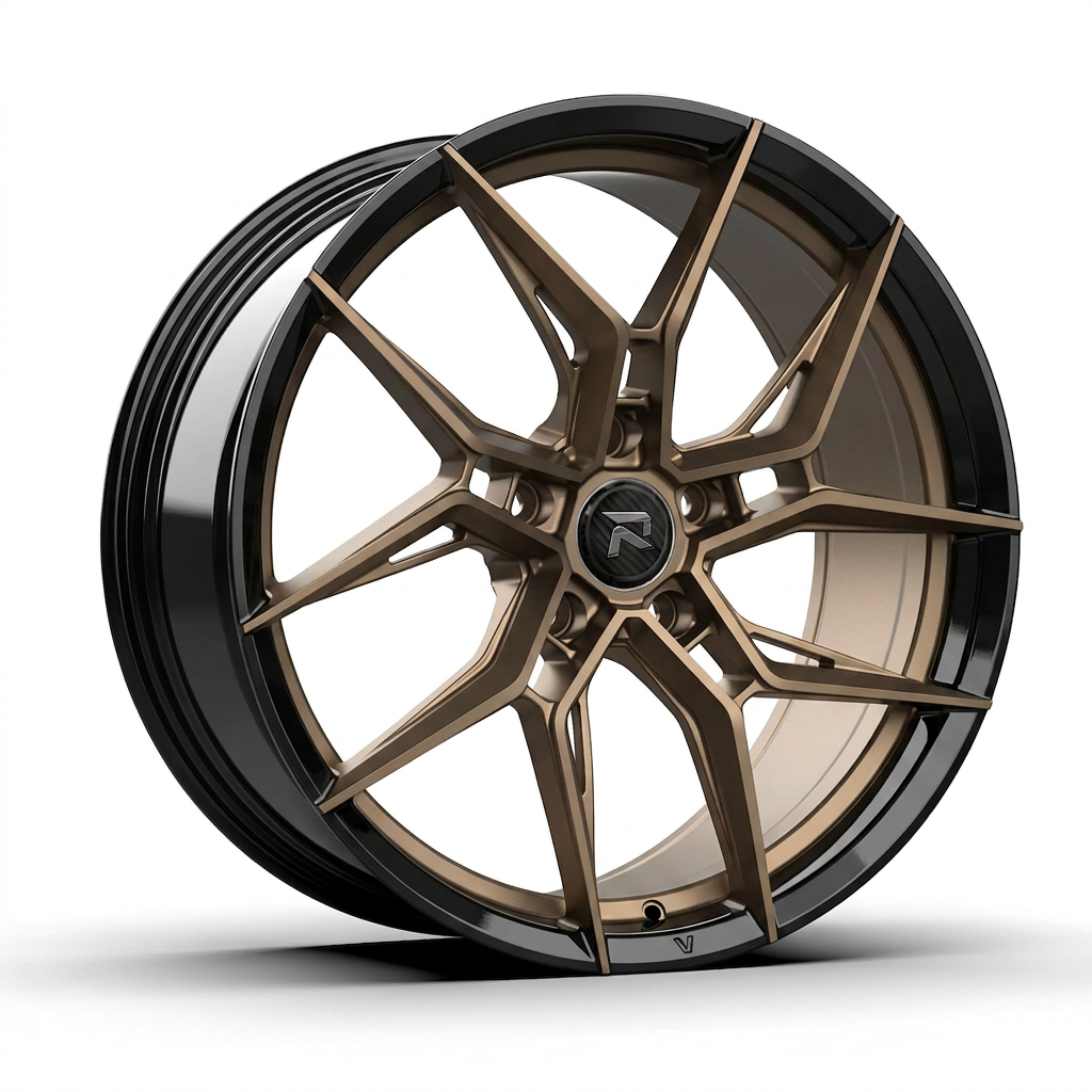 RZR CXXII forged wheel — Satin Bronze / Gloss Black Lip