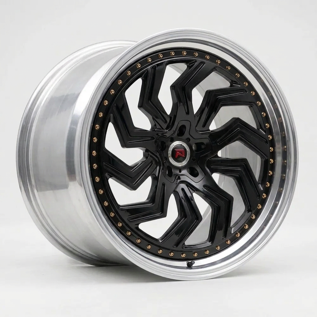 RZR XXXIX forged wheel — Gloss Black / Polished Lip