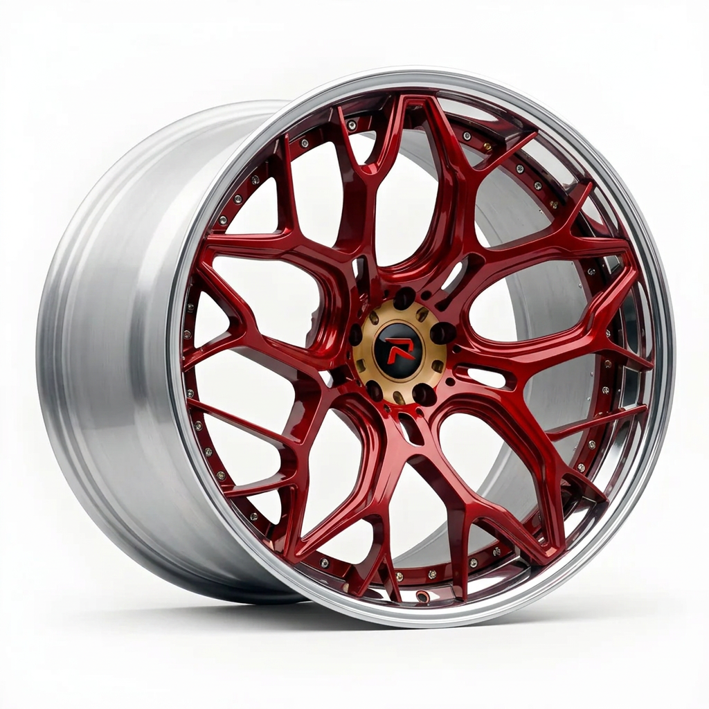 RZR XVII forged wheel — Candy Red / Polished Lip
