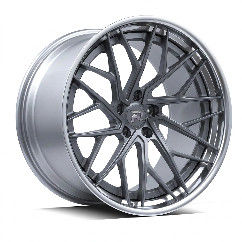 RZR XCIII forged wheel — Frozen Grey Matte / Polished Lip