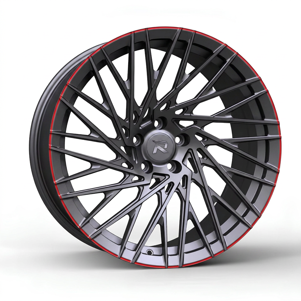 RZR CXCV forged wheel — Gunmetal / Red Pinstripe