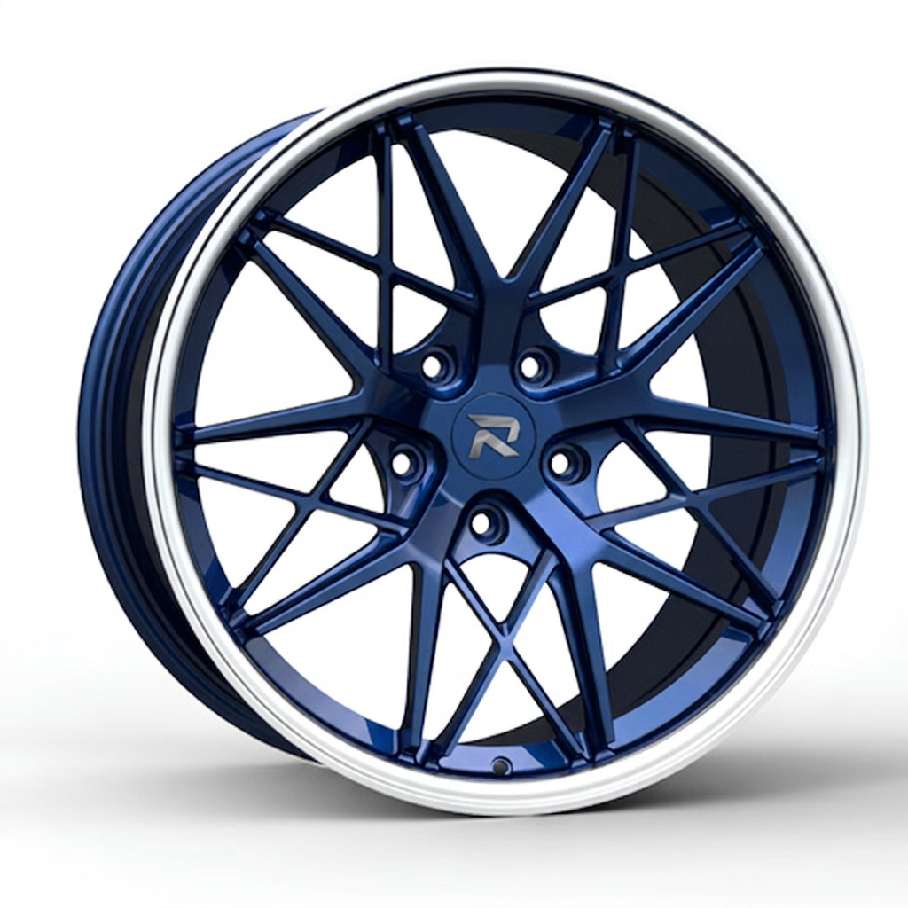RZR CLXXIII forged wheel — Candy Blue / Polished Lip