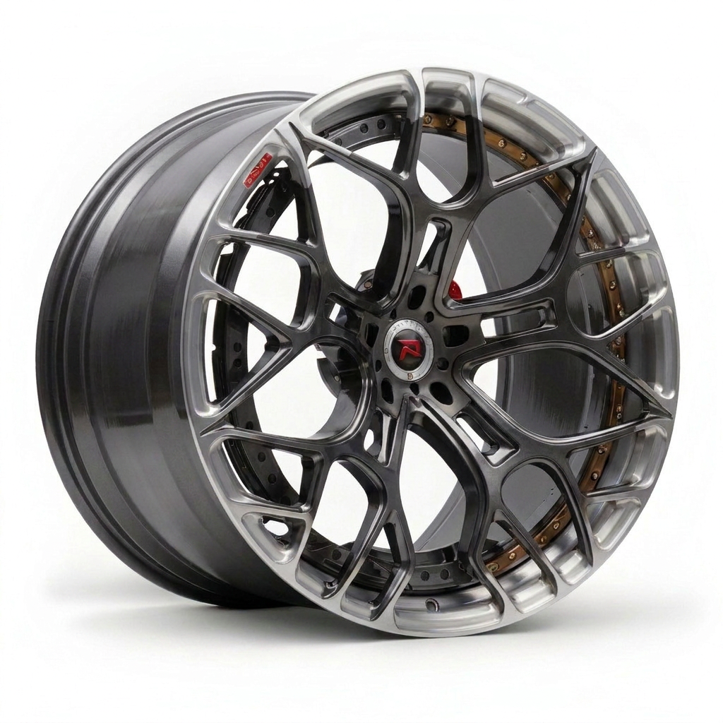 RZR XII forged wheel — Brushed Smoked Silver / Bronze Barrel